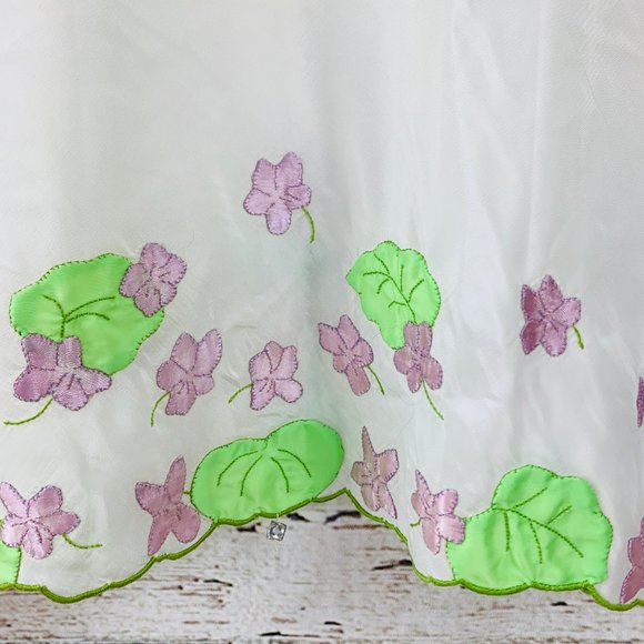 Odette Barsa Vintage Slip Ivory Purple Floral S - Picture 2 of 7